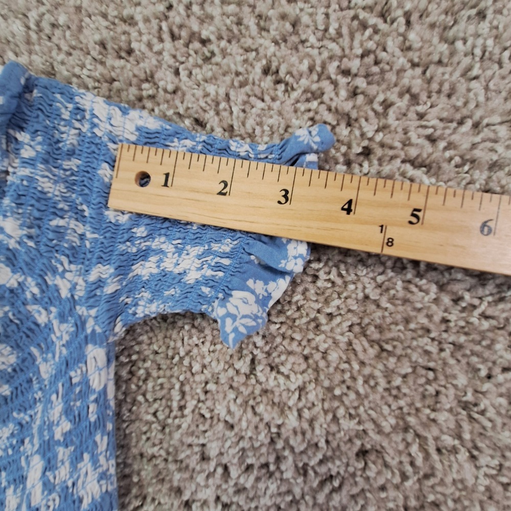 Altar'd State Maxi Dress Women XS Blue Floral Smocked Boho Cottagecore Rayon - Picture 4 of 10